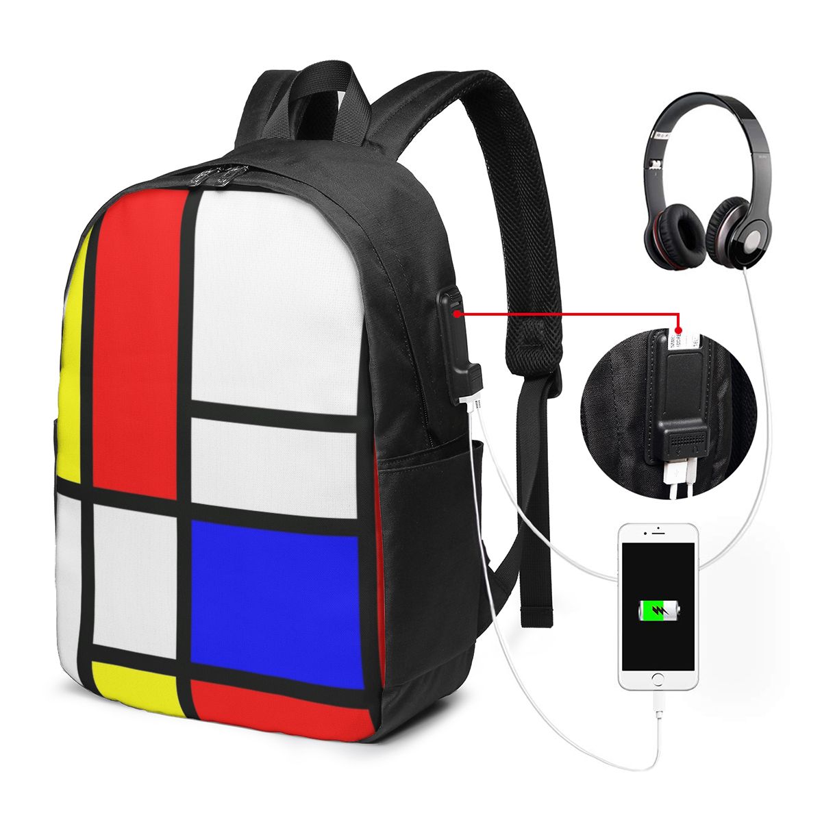 Women Bags For College - Piet Mondrian Composition Sac à dos